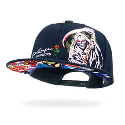 Tilgomedal Snapback Hats for Men Skull Embroidery Adjustable Solid Flat Bill Hat Unisex Baseball Caps