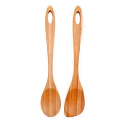 Guo's hyekbe Wooden Spoons Corner Spoon for Cooking Set of 2,12Inch Nonstick Cooking Spoon Set,Wooden Kitchen Utensils for Stirring Scraping Flipping and Serving,Ladle Scoop for Soup Stews Salad Pasta Sauce Chili