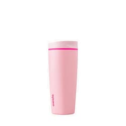 Owala SmoothSip Slider Insulated Stainless Steel Coffee Tumbler, Reusable Iced Coffee Cup, Hot Coffee Travel Mug, BPA Free 20 oz, Pink (Pucker Up)