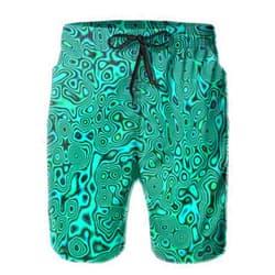 Palxotsi Swim Shorts Mens Beach Shorts Green Trippy 3D Printed Swim Trunks Quick Dry Surf Bathing Suit