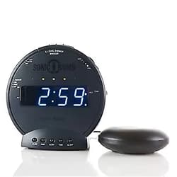 Sonic Alert Sonic Bomb Dual Alarm Clock with Bed Shaker, Black | Sonic Alert Vibrating Alarm Clock Heavy Sleepers, Battery Backup | Wake with a Shake Blue, Black