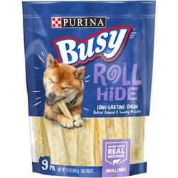 Purina Busy Rawhide Small/Medium Breed Dog Bones, Rollhide - 9 ct. Pouch