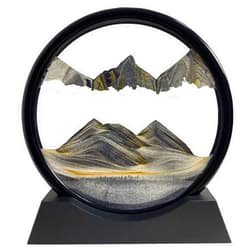 SANDCLE Moving Sand Art Liquid Motion - Moving Sand Art Picture Decor 3D Deep Sea Sandscape, Round Glass Frame Display Flowing Sand Relaxing Toy for Desktop Home Office Work Decoration(Black, 12