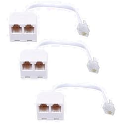 Gagool Phone Line Splitter RJ11 Male to Female Two Way Phone Line Splitter Converter RJ11 6P4C Plugs for Telephone, Fax Machine (3 Pack)