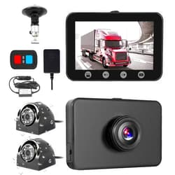 VSYSTO 3CH WiFi Truck Dash Cam, 4.5'' Screen GPS HD 1080P Front & 720P Sides Infrared Night Vision Lens Backup Camera System DVR for Semi Trailer Van Tractor Car RV, G-Sensor Loop Recording