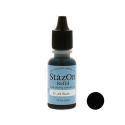 Tsukineko 1/2 Fluid Ounce StazOn Multi-Surface Inker, Jet Black