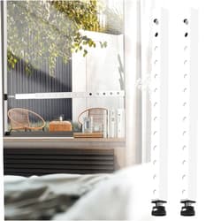 WooFog Window Security Bars Adjustable, Window Bars Security Inside Vertical, Heavy Window Ac Lock Bar with Rubber Feet for Up and Down Windows, 17-32 inch Double Hung Window Stopper -2 PCS Patented