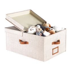 StorageWorks Extra Large Clothes Storage Bins, 55L Fabric Storage Baskets with Double-Open Lid and Divider Board, Closet Storage Organizers with Handles, Mixing of Brown & Beige, 1-Pack