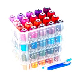 New brothread 80 Spools 500m Each Embroidery Machine Thread with Clear Plastic Storage Box - Colors Compatible with Janome and Robison-Anton Colors