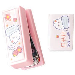 ZhangyiHot 1 Set Pink Mini Stapler with No.12 Staples, Cute Rabbit Pattern Desktop Stapler,Exquisite Bookbinding Machine,Staple Remover for Paper Clips Staplers for Office School Home Manual Staplers
