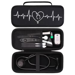 L LTGEM LTGEM Stethoscope Case for 3M Littmann Cardiology III,II,IV,3M Littmann Master Cardiology/MDF MDOne Stainless Steel Stethoscope Nurse Accessories and Medical Equipment (Black Outside+Black Inside)