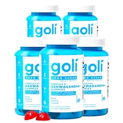 Goli Zero Sugar Ashwagandha Gummies, 60 Count Each (5 Pack, 300 Total) – with KSM-66, L-Theanine, Maca and Vitamin D - No Sugar Alcohols - Vegan, Keto-Friendly, Non-GMO