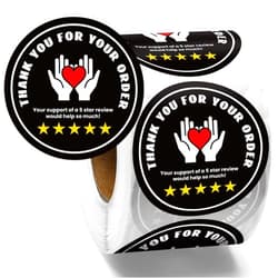 Fulmoon 500 Pcs 2 Inch Thank You for Your Order Stickers 5 Star Review Delivery Labels Freshness Delivery Driver Accessories Food Delivery Tamper 5 Star Rating Reminder for Shopper Grocery Takeout