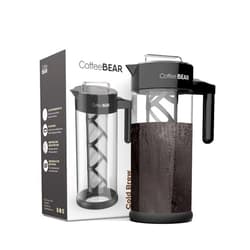COFFEE BEAR – Cold Brew Coffee Maker and Ice Tea Brewer, Borosilicate Glass Pitcher with Mesh Filter, 1.3L (44oz)