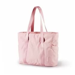 BAGSMART Women Tote Bag Large Shoulder Bag Top Handle Handbag with Yoga Mat Buckle for Gym, Work, School Pink