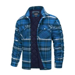 TACVASEN Men's Flannel Shirt Jacket Quilted Lined Long Sleeve Button Down Shirts Jacket