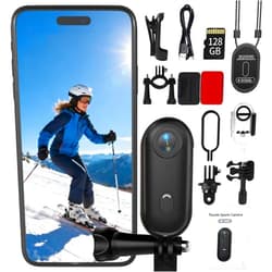 NUISK 4K Thumb Action Camera | 128G Sports Camera for POV Photoshooting: Waterproof Sports Camera the Size of a Thumb Suitable for Running Cycling Swimming Hiking Adventure Etc (Black)