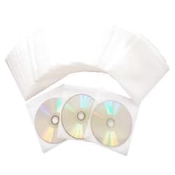 HAPPYLIVE SHOPPING 100 Pack Premium CD DVD Sleeves,Thick Non-Woven Material Double-Sided Refill Plastic Sleeve for CD and DVD Storage Binders Disc Case (White)