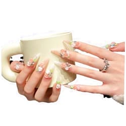 Mofore Long Almond Shape Ice-Rose Gel Nails | New Frosty Glass-Like Finish | Handmade Elegant & Versatile with Mani Kit (XS)