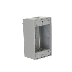 BELL Hubbell Bell 5324-0 Single-Gang Weatherproof Box Three 3/4 in. Threaded Outlets, Gray Finish