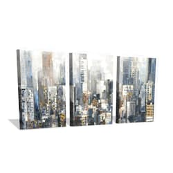Hardy Gallery Abstract City Skyline Wall Art: Urban Downtown Picture Abstract Cityscape Painting Print on Canvas for Living Room (16'' x 12'' x 3 Panels)