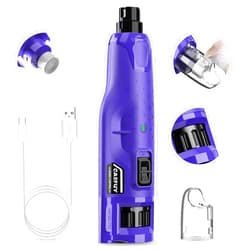 Casfuy Dog Nail Grinder Quiet - (45db) 6-Speed Pet Nail Grinder with 2 LED Lights for Large Medium Small Puppy Dogs/Cats, Professional 3 Ports Rechargeable Electric Dog Nail Trimmer with Dust Cap