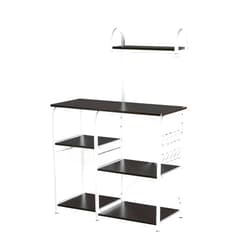 VINGLI Baker's Rack 35.5 Inch Industrial Workstation Organizer Utility Storage Shelf 3-Tier+4-Tier Microwave Oven Stand Kitchen Baker's Rack with Metal Frame Spices Racks 10 S-Hooks Brown White