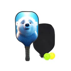 KUAVETO Carbon Fiber Pickleball Paddle Set, All The DIY Fun You can Have with Polar bear-BI347 Pattern Custom Made Honeycomb Polymer Core- Includes 1 Paddle, 2 Balls, and 1 Paddle Cover