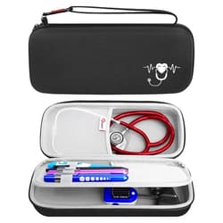 Opoway Stethoscope Carrying Case, Hard Stethoscope Case Compatible for 3M Littmann Classic III, Cardiology IV Diagnostic, MDF Acoustica Stethoscopes and Other Nurse Accessories (Black)