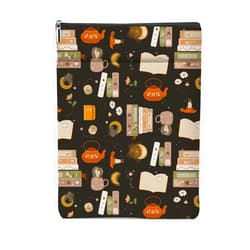 Jeilink Book Sleeve Book Protector Book Pouch Book Lovers Gifts Bookish Gifts Book Cover with Zipper for Hardcover Paperback Washable Book Coffee Printed Gift Bag for Women Mom Boss Birthday, BookCover