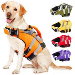 Kuoser Dog Life Jacket, High Visibility Ripstop, Adjustable for Medium Dogs, OrangeCamo
