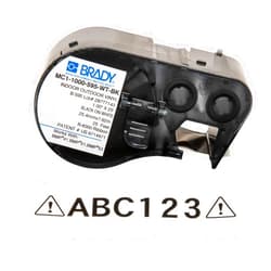 Brady - MC1-1000-595-WT-BK Official (MC-1000-595-WT-BK) High Adhesion Vinyl Label Tape, Black on White - Designed for BMP41, BMP51 and BMP53 Label Printers - 25' Length, 1