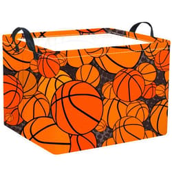 TIBAOLOVER RectangularBasketball Easter Basket Kids Storage Basket Gift Basket Baby Storage Basket Cute Kids Toy Storage Bin Organizer Shelf Book Basket Room Decor(Basketballs)