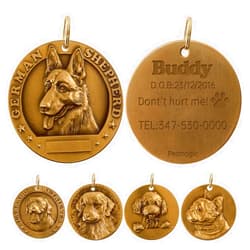 Petmagic German Shepherd Dog Tags Personalized Crafted Solid Brass,Choose from 60 Dog Breeds and 85 Exquisite. This Custom Dog tag is Sturdy.Customizable Four-line Information