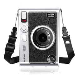 Rieibi Clear Protective Case for Fujifilm Instax Mini Evo Instant Camera - Hard Carrying Case Cover with Shoulder Strap
