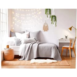 Levtex Home - Cross Stitch Light Grey Quilt Set - 100% Cotton - Twin/Twin XL Quilt (68x86in.) + 1 Standard Sham (26x20in.) - Reversible - Cotton Fabric