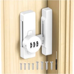 StickNGo Keyless Cabinet Combination Lock - 90/180 Degree Sliding Closet Door Lock for Pantry, Barn, Cupboard, Drawer - Zinc Alloy Mechanical Password Latch, Anti-Theft & Sturdy (1, White)
