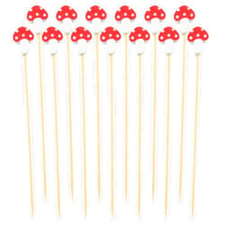 yyangz 2 Pack 200PCS Polka Dot Red Mushroom Fruit Sticks Bamboo Fruit Sticks Cartoon Decorative Sticks Appetizer Cocktail Fruit Inserts Cupcake Toppers Sticks for Coffee Shop Restaurant