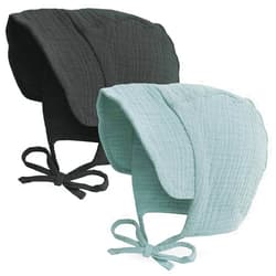 JELLYTREE Baby Hat Brimmed Sun Bonnet Muslin Double Gauze Toddler Sun Hat Infant Boys Girls Beanie Caps, 6m 12m 24m