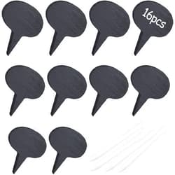 Outus 16 Pieces Cheese Markers for Charcuterie Board, Black Cheese Labels Chalkboard Picks Cupcake Name Tag Toppers for Food Dinner Wedding Birthday Parties (Oval Shape)