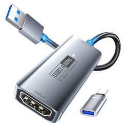 Fulfalic Video Capture Card, 4K HDMI to USB 3.0 Capture Card, 1080P 60FPS Audio Video Capture Card, for Teaching, Broadcasting, Gaming, Streaming, Video Conference