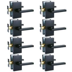 NEWBANG Long Plate Black Door Lever for Bedroom & Bathroom with Solid Handle,Privacy Door Lever in Matte Black,8P