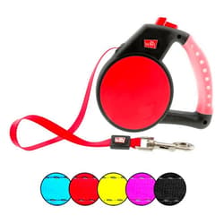 Wigzi Retractable Gel Pet Leash, Large, Red