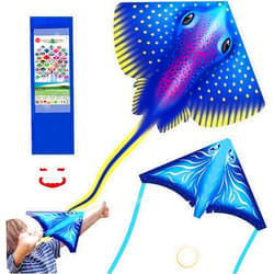 Tcvents Kite, 2 Pack Kites Easy to Fly Fish Kite for Kids Ages 4-8 8-12 Years Old with Finger Launcher Kite, Large Kites for Children & Adults with 328FT Kite String for Outdoor Games and Family Activities