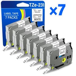 SUBLIMAKER TZE-231 Label Maker Tape 12mm 0.47 Laminated Black on White 1/2