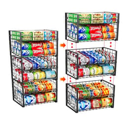 JKsmart 2-Tier Stackable Rack Organizer for Pantry, Adjustable Dispenser Holds Up to 88 Cans, Storage Holder for Various Ounces of Canned Drinks, Black, 3 Pack