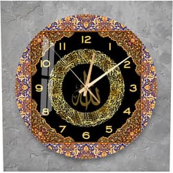 IWA ISLAMIC WALL ARTS Tempered Glass Islamic Wall Clock, Islamic Wall Art for Living Room, Islamic Wall Decor, Eid Gifts, Muslim Home Decor, Quran, Ramadan Decoration, Arabic Calligraphy, Ayatul Kursi (Ayatul Kursi)