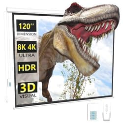 DINAH 120 Inch Electric Projector Screen with Remote, Automatic Air Indoor Drop Down, Motorized 4K 3D HD Projection for Movies