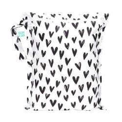 Bumkins Waterproof Wet Bag for Baby, Travel, Swim Suit, Cloth Diapers, Pump Parts, Pool, Gym Clothes, Toiletry, Strap to Stroller, Daycare, Zipper Reusable Bag, Wetdry Packing Pouch, Black Hearts