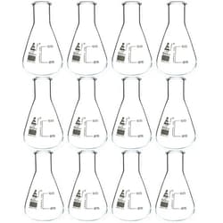 EISCO 12PK Erlenmeyer Flasks, 50mL - Borosilicate Glass - Narrow Neck Flasks, Conical Flasks, Glass Flasks